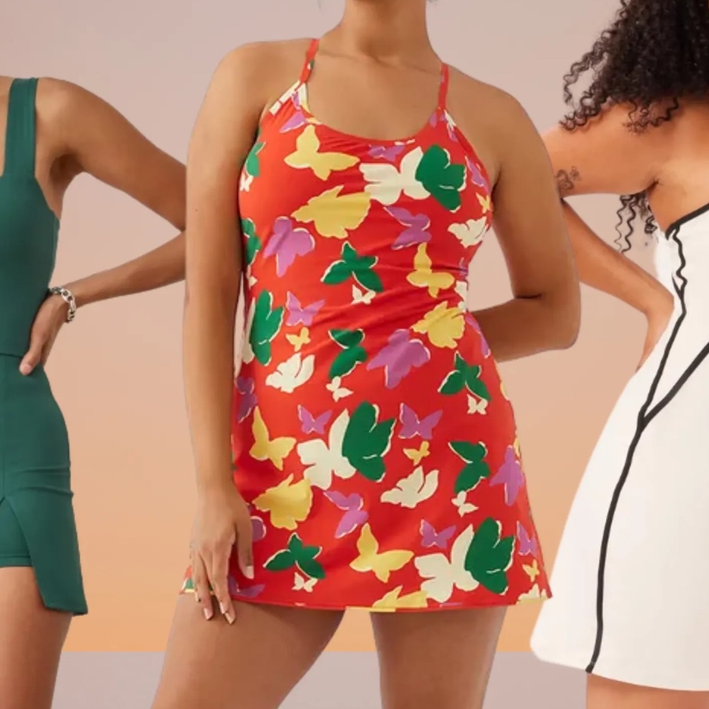 Outdoor Voices Exercise Dress Orange Butterflies